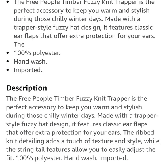 Free People FP | timber fuzzy knit trapper cream one size - Picture 4 of 4